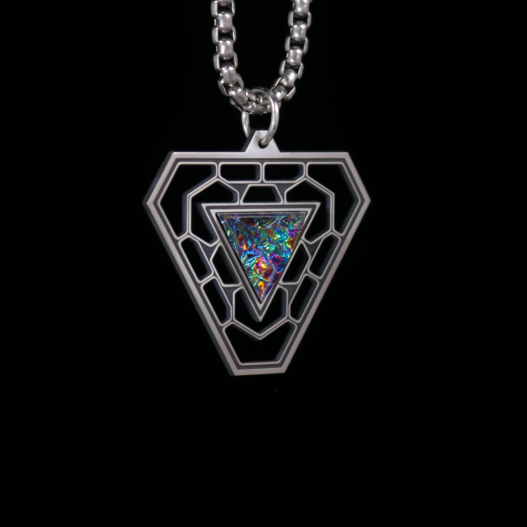 Silver Dichro Lam Triangle Pendant