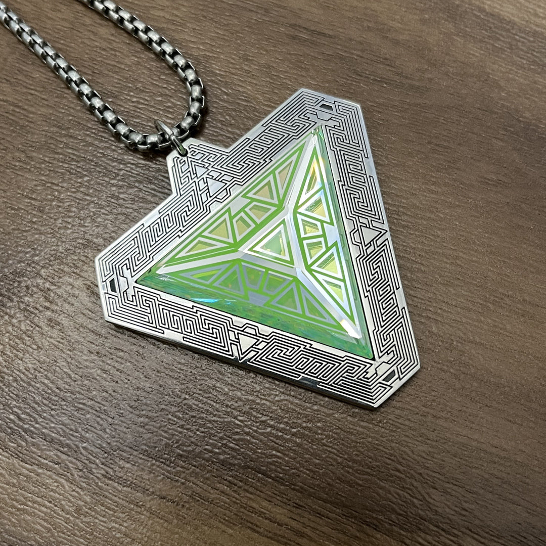 Silver UV Opal Triangle Pendant