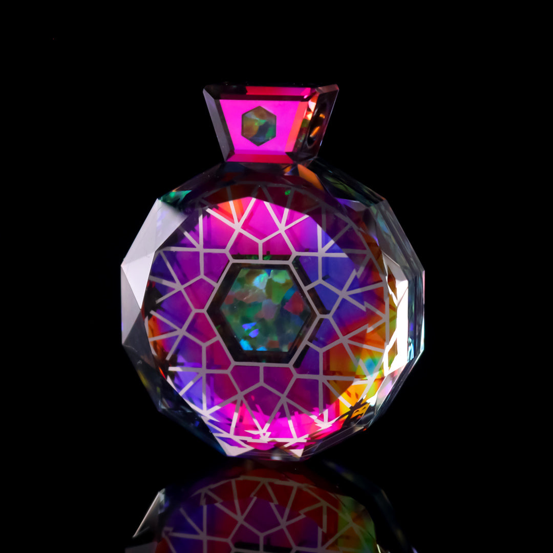 Socketed Hexagon Opal Nebula Pendant