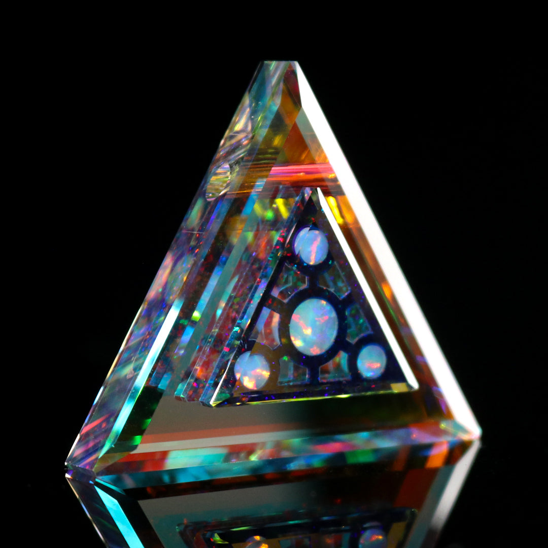 Socketed Opal Infinity Triangle Pendant – KravinGlass