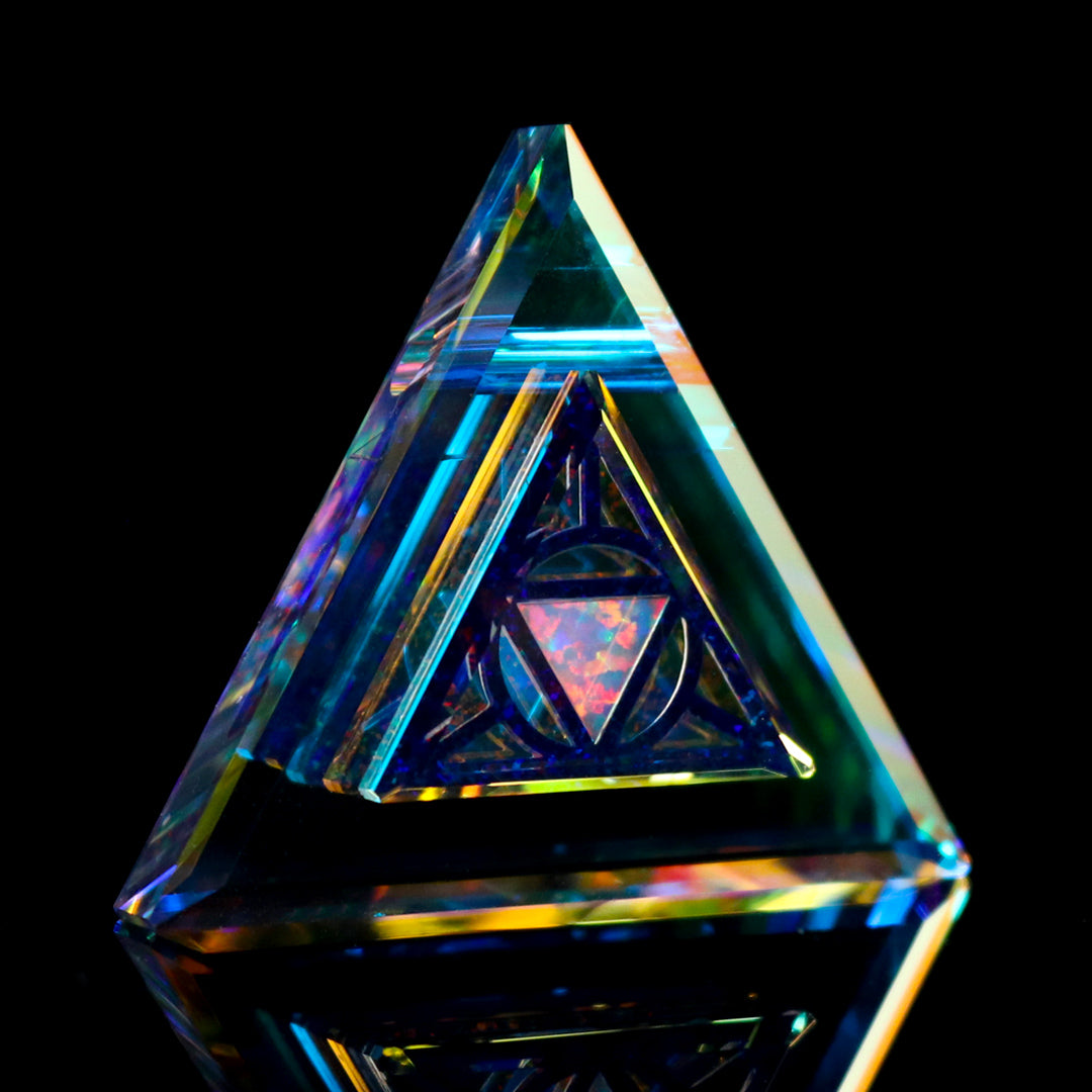 Socketed Opal Infinity Triangle Pendant