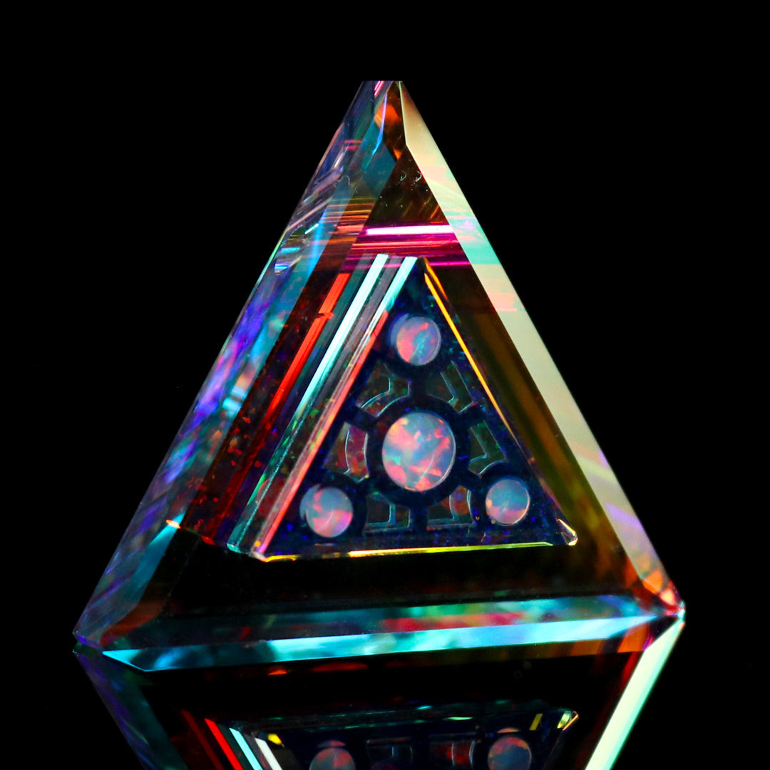 Socketed Opal Infinity Triangle Pendant