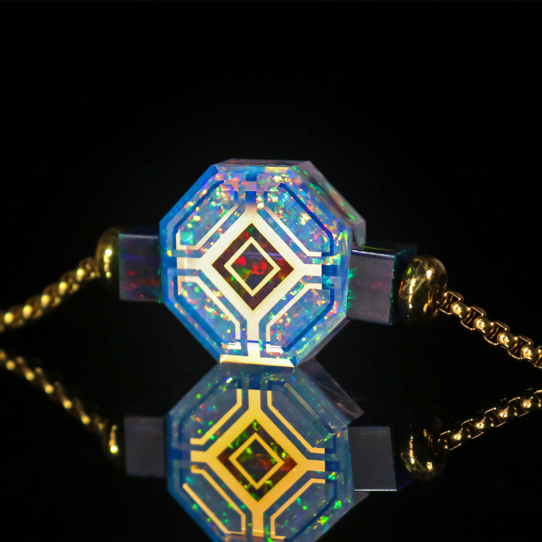 Socketed Octagon Opal Bead Necklace