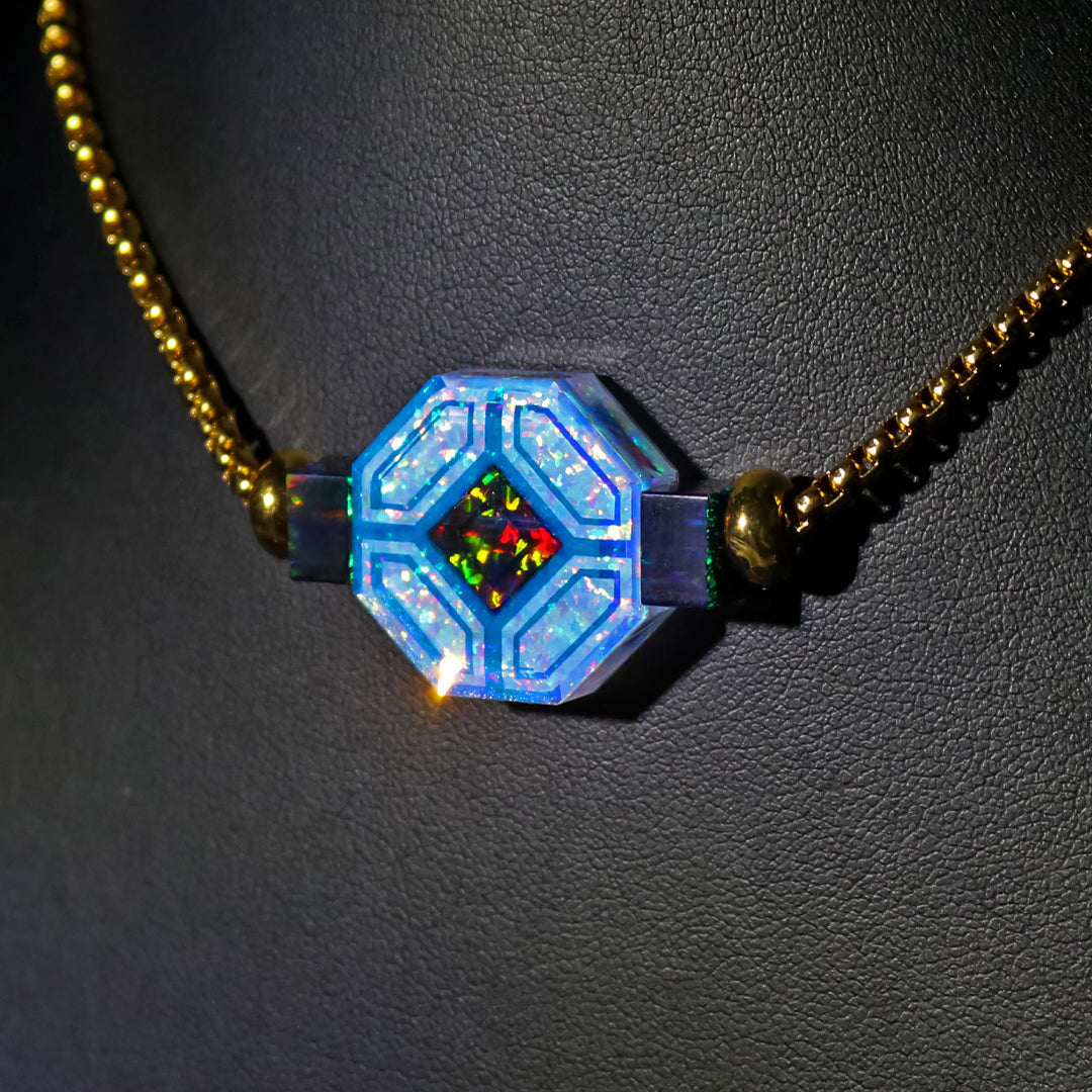 Socketed Octagon Opal Bead Necklace