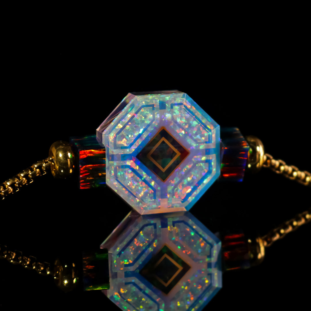 Socketed Octagon Opal Bead Necklace