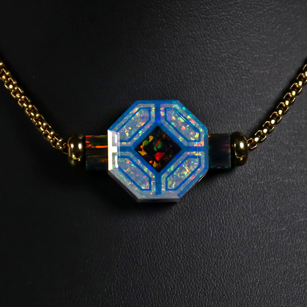 Socketed Octagon Opal Bead Necklace