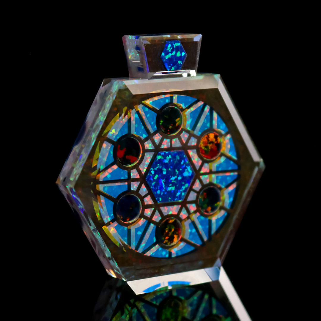 Socketed Sacred Geo Hexagon Opal Pendant