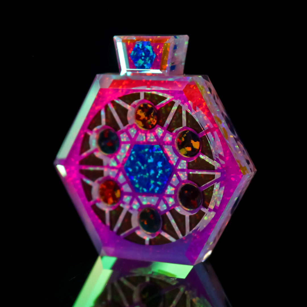 Socketed Sacred Geo Hexagon Opal Pendant