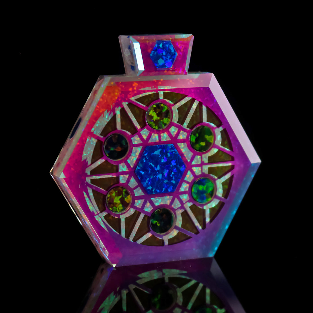 Socketed Sacred Geo Hexagon Opal Pendant