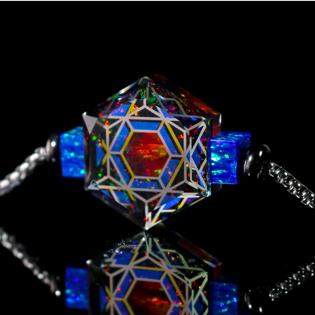 Socketed Ruby Hexagon Opal Bead Necklace