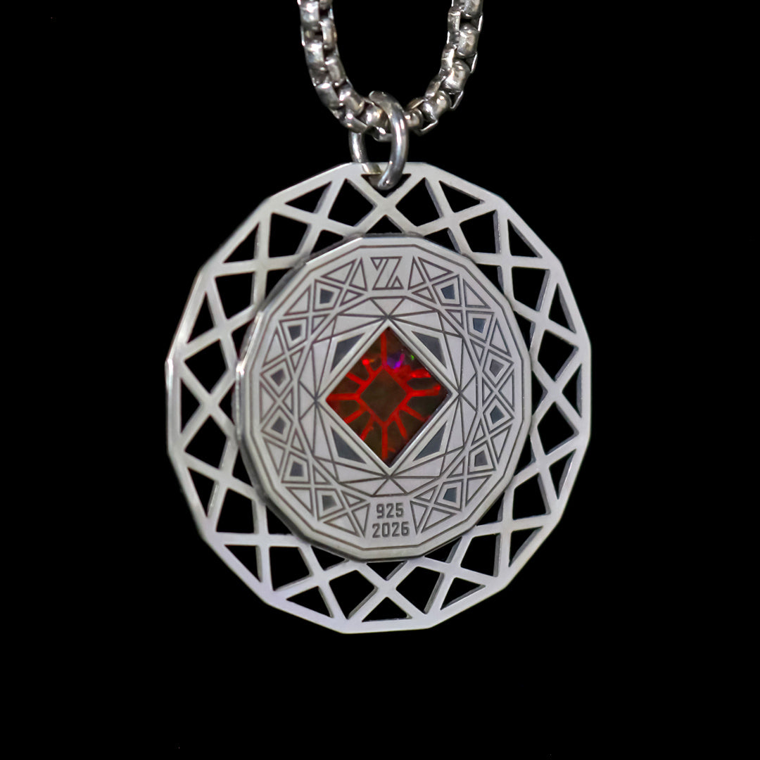 Socketed Silver Lattice Opal Amulet