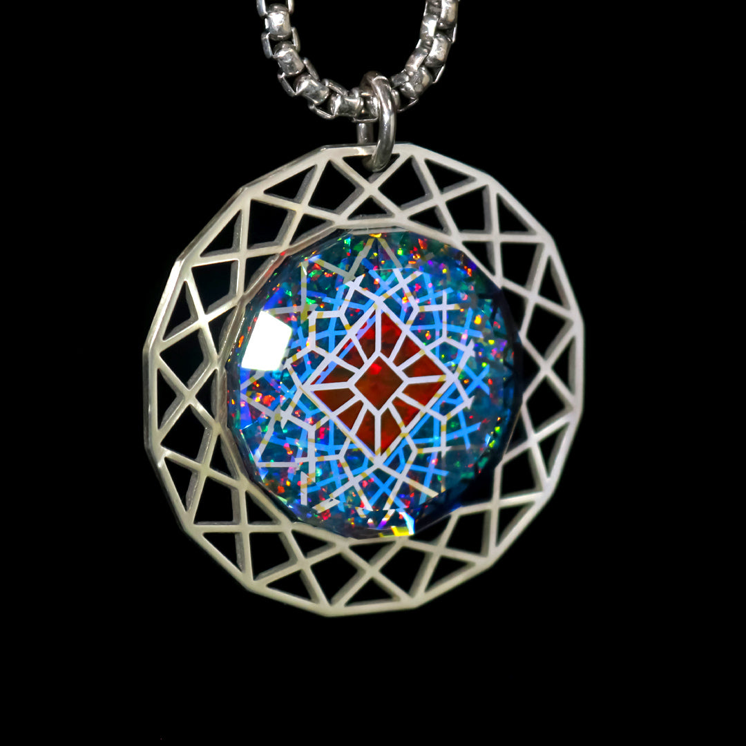 Socketed Silver Lattice Opal Amulet