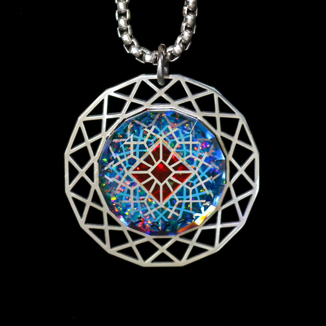 Socketed Silver Lattice Opal Amulet