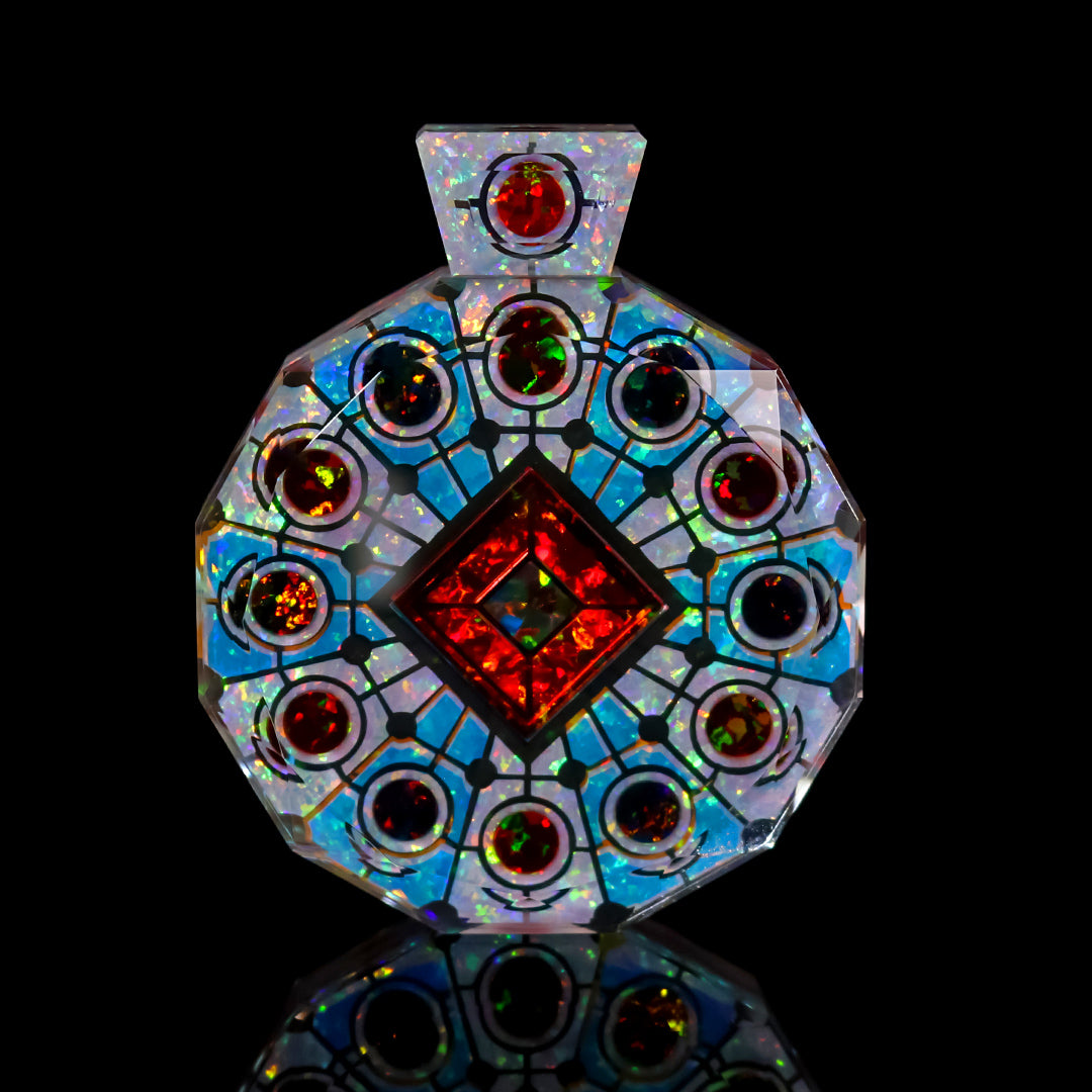 Socketed Silver Ruby Opal Amulet Pendant