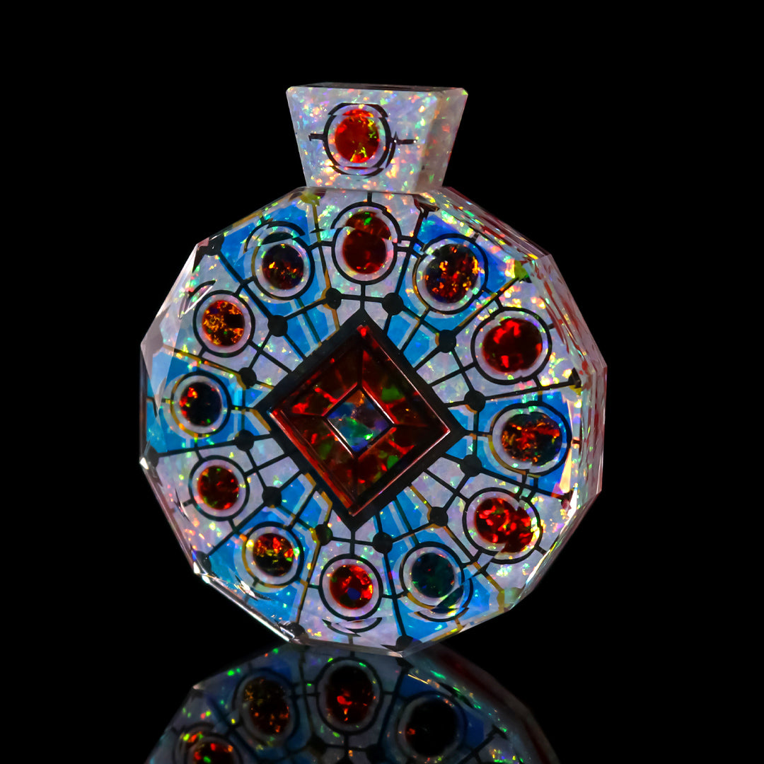 Socketed Silver Ruby Opal Amulet Pendant