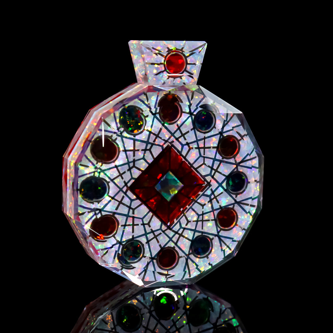 Socketed Silver Ruby Opal Amulet Pendant