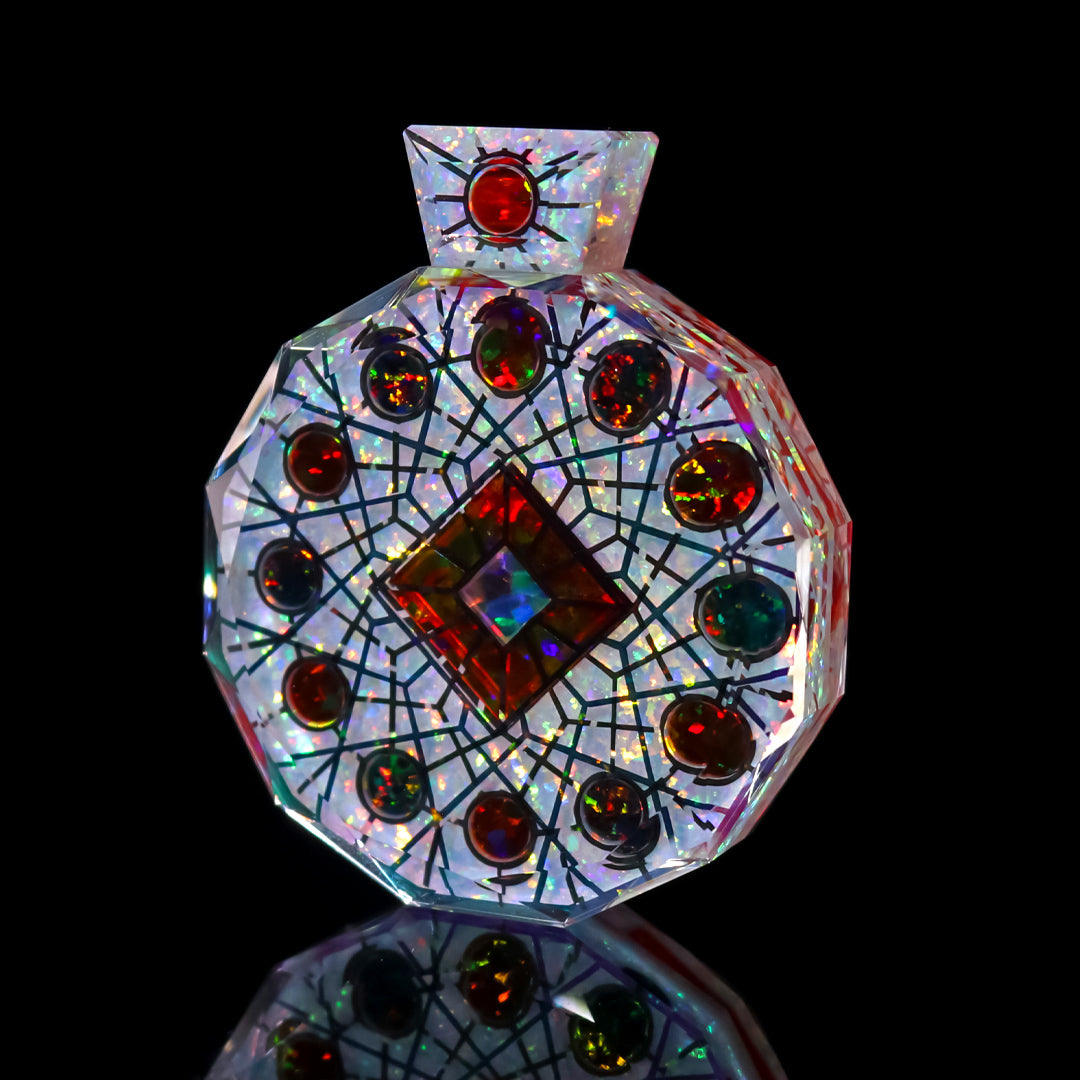 Socketed Silver Ruby Opal Amulet Pendant