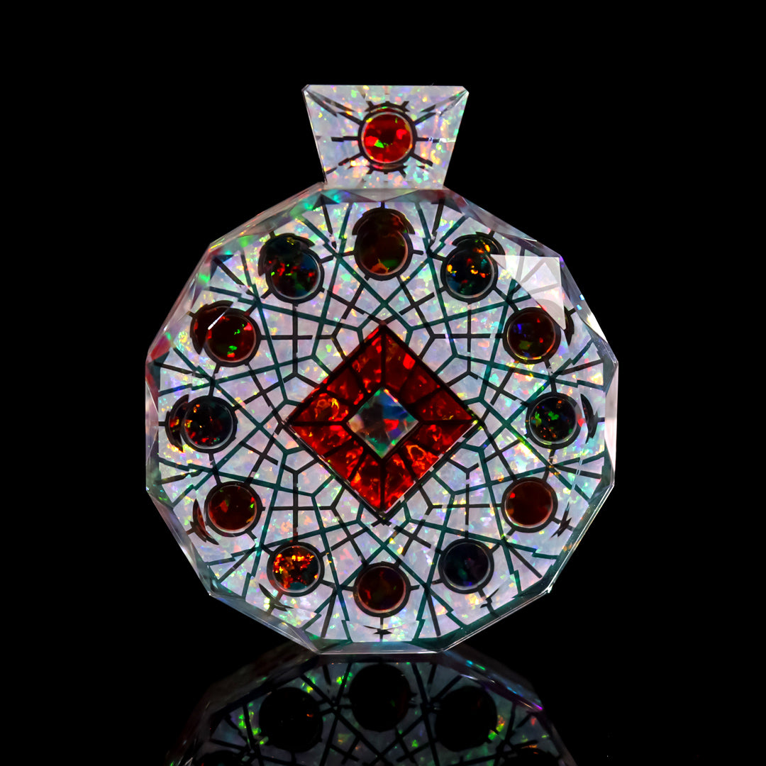 Socketed Silver Ruby Opal Amulet Pendant