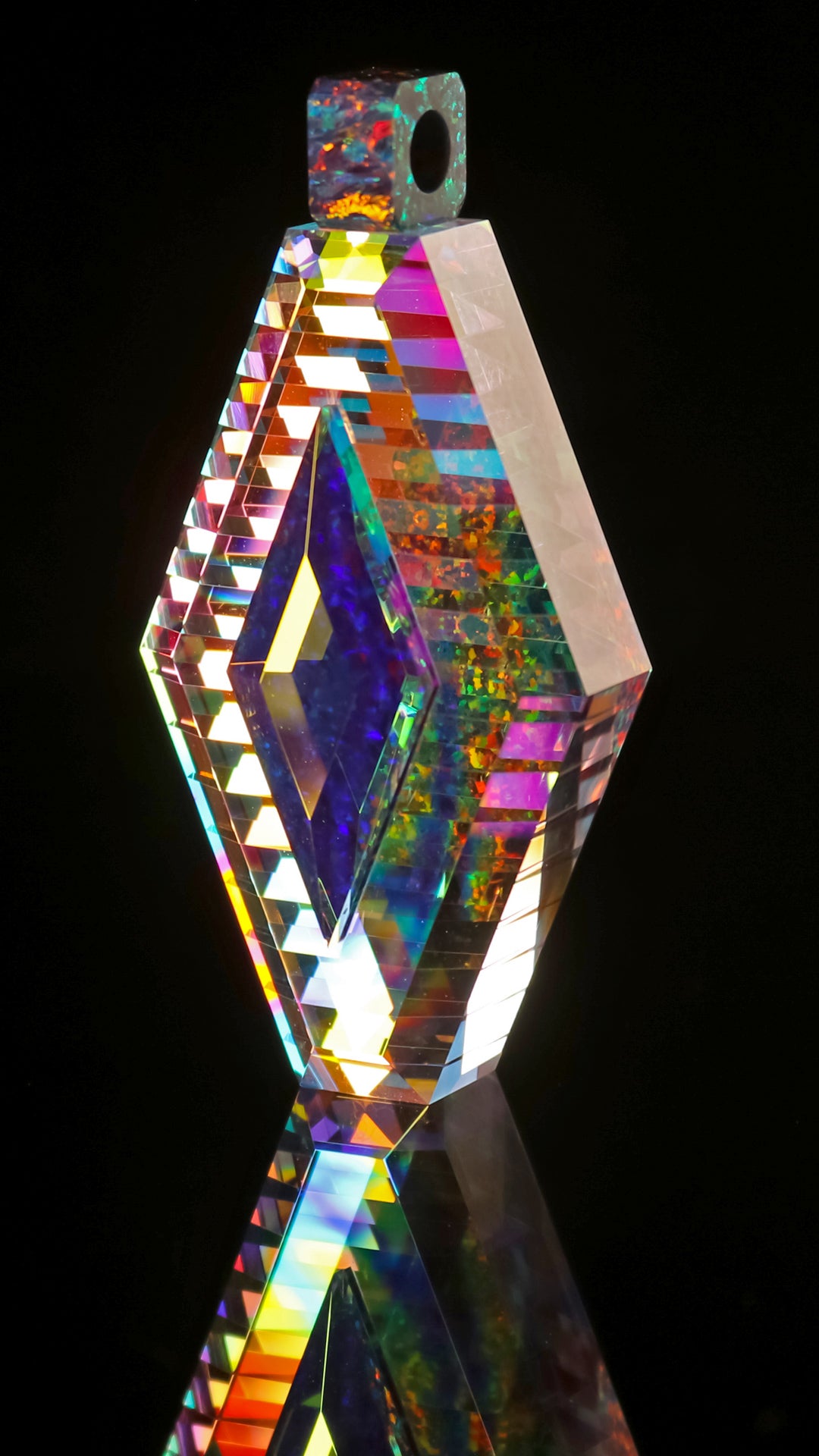 Faceted Dichro Stacker Opal Pendant