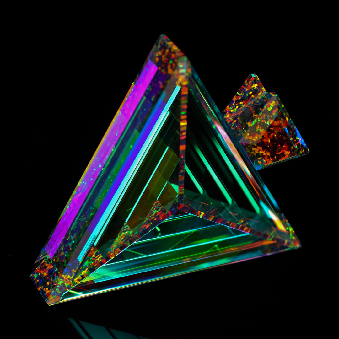 Temporal Flux Dichro Triangle Pendant