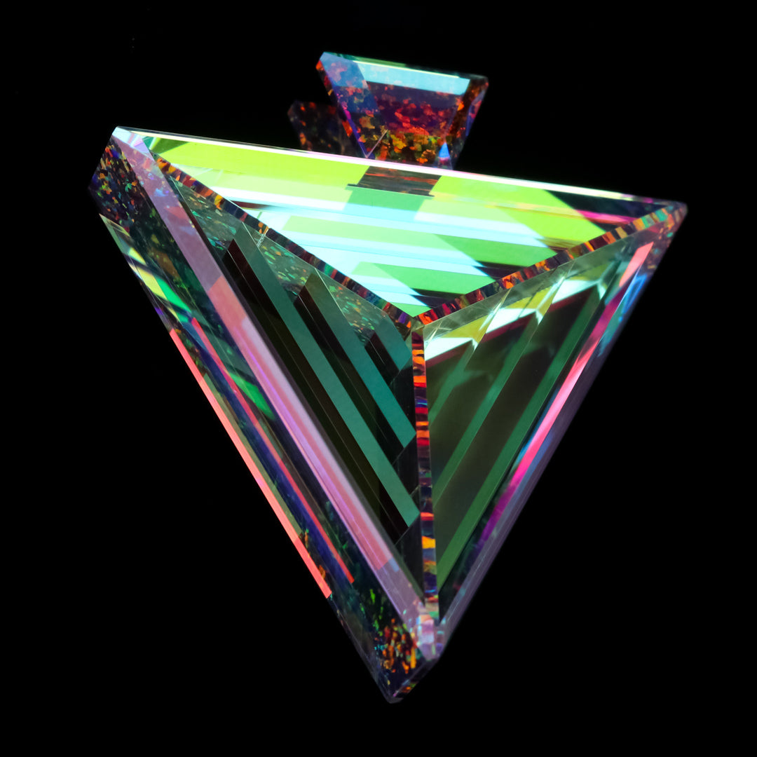 Temporal Flux Dichro Triangle Pendant