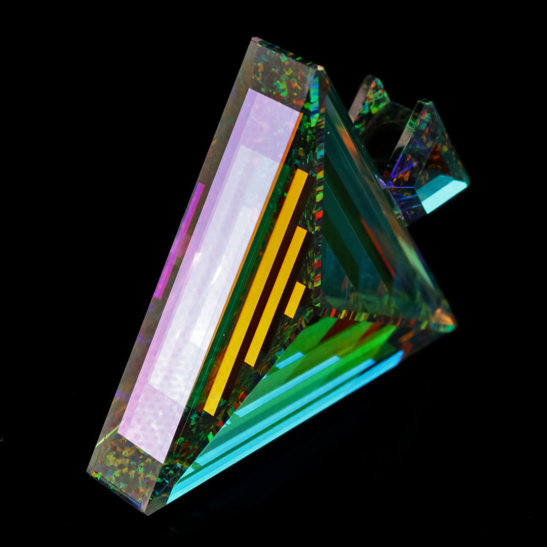 Temporal Flux Dichro Triangle Pendant