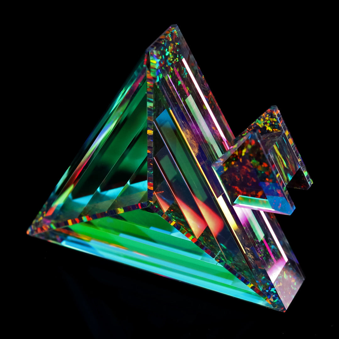 Temporal Flux Dichro Triangle Pendant