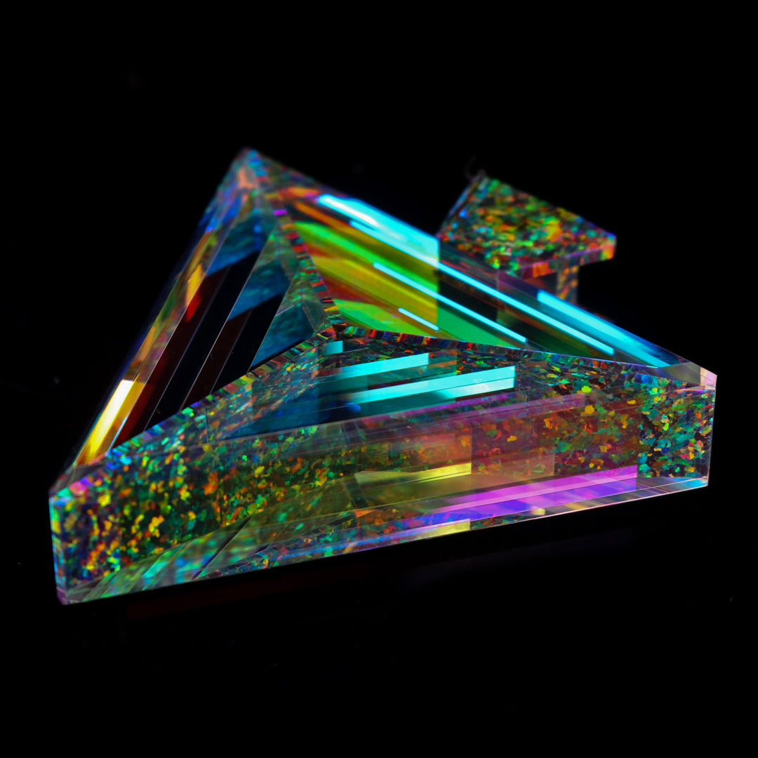 Temporal Flux Dichro Triangle Pendant