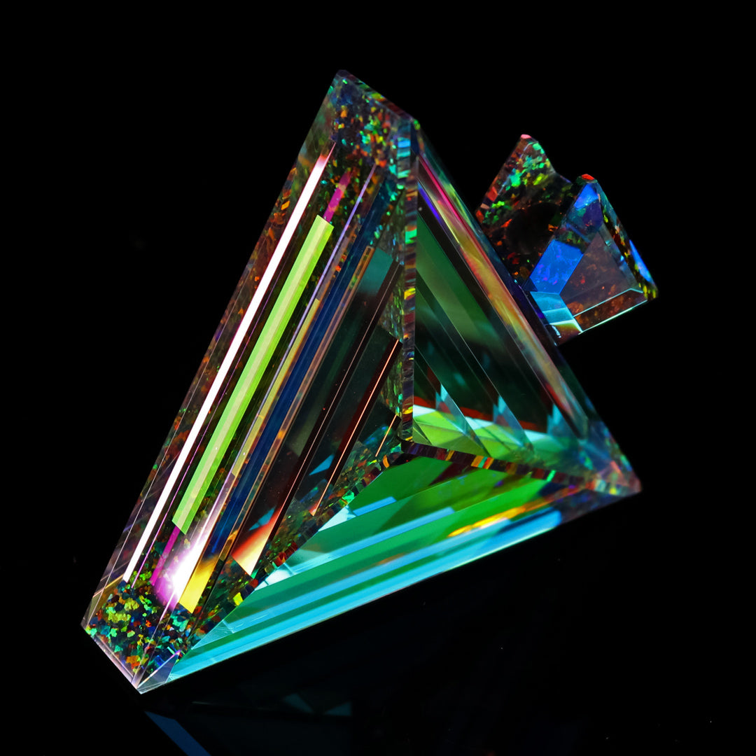 Temporal Flux Dichro Triangle Pendant