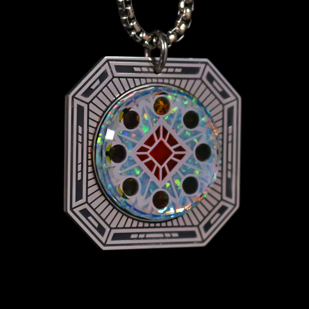 Silver Socketed Opal Amulet