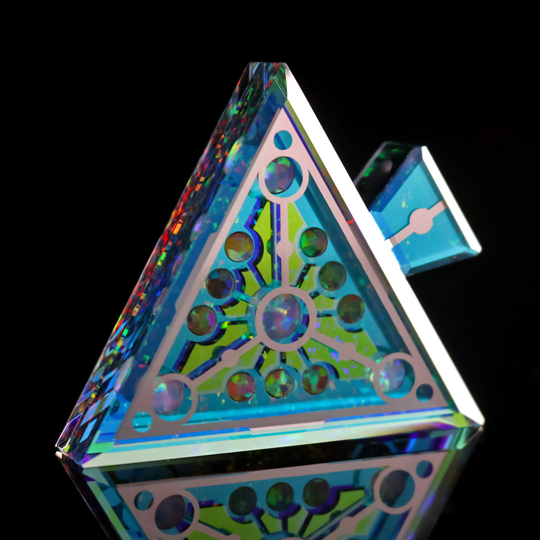 Triple Stacked Socketed Opal Triangle