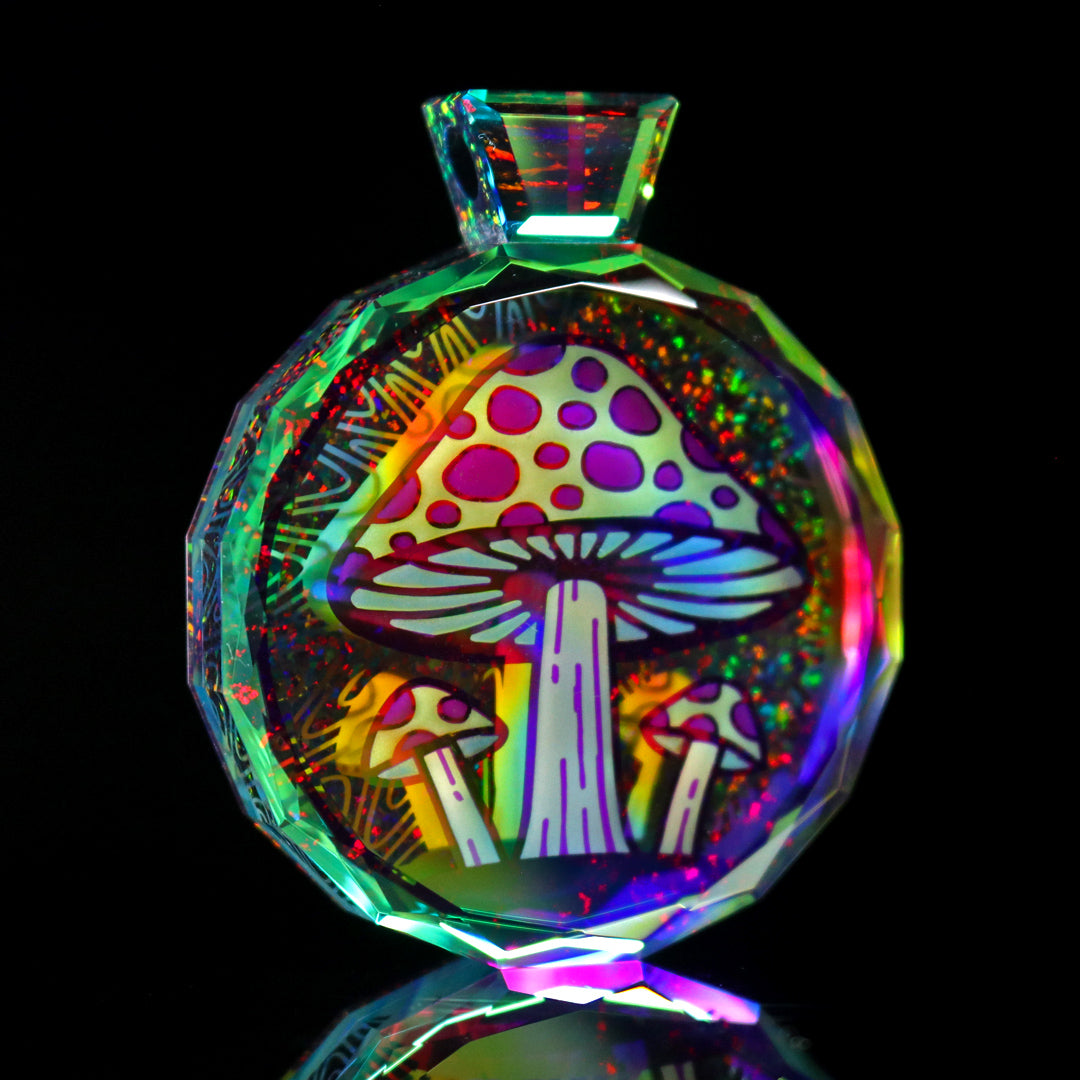 Faceted UV Opal Mushroom Pendant