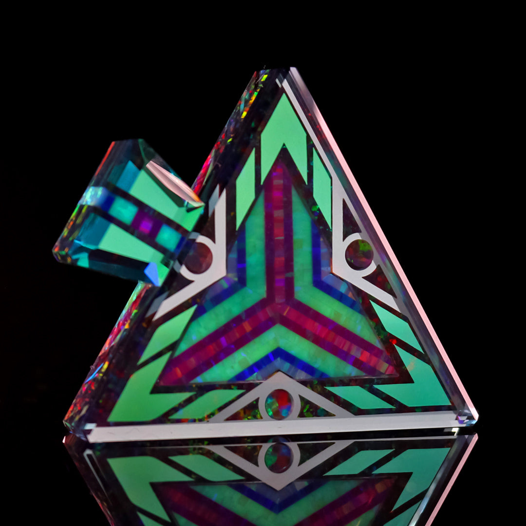 Faceted UV Opal Triangle Pendant