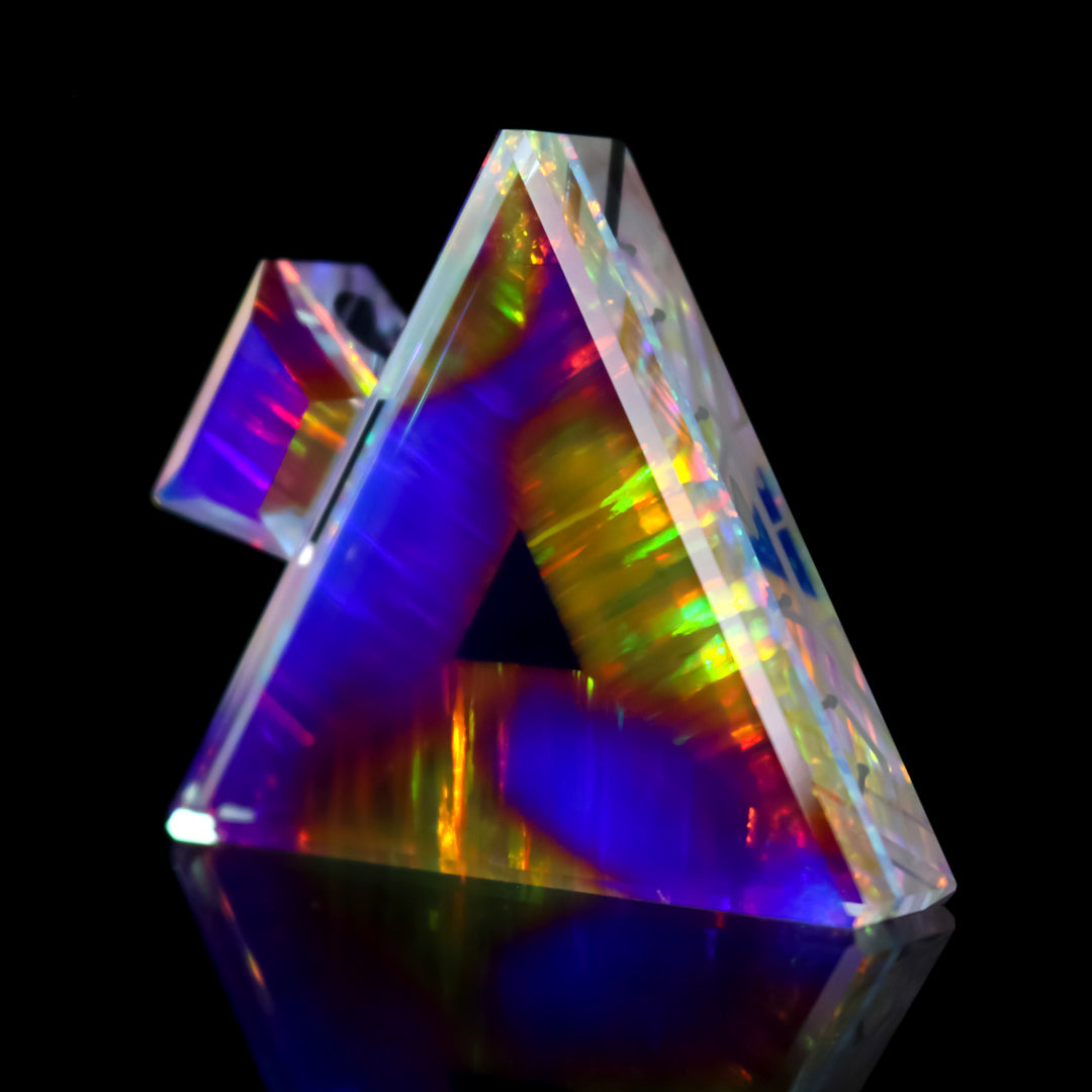 Glow in the Dark Cosmic Opal Triangle Pendant