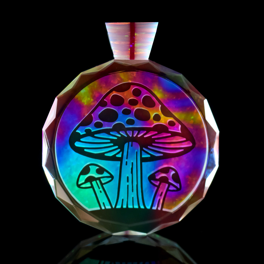 Faceted White Opal Fusion Mushroom Pendant