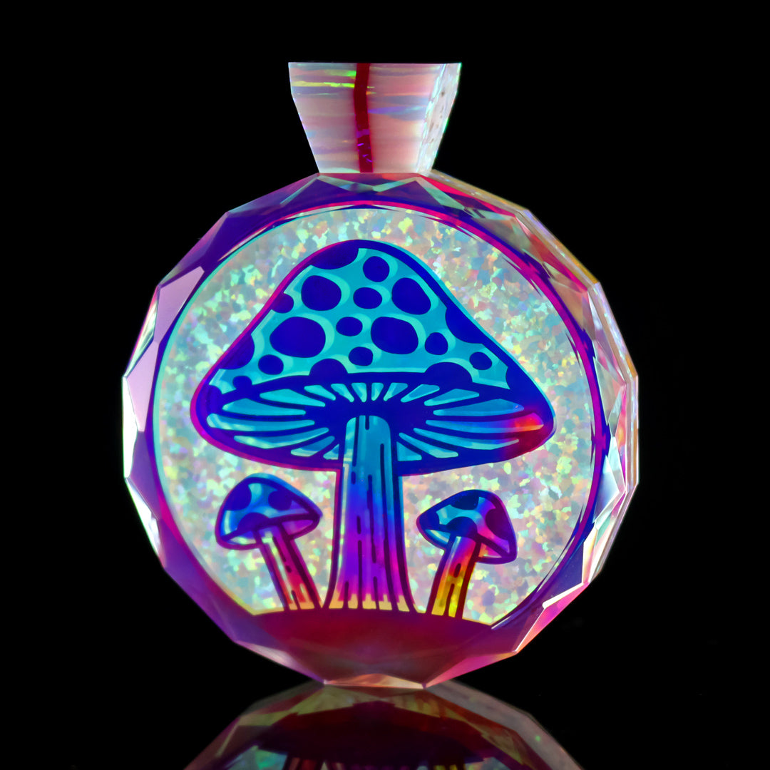 Faceted White Opal Fusion Mushroom Pendant
