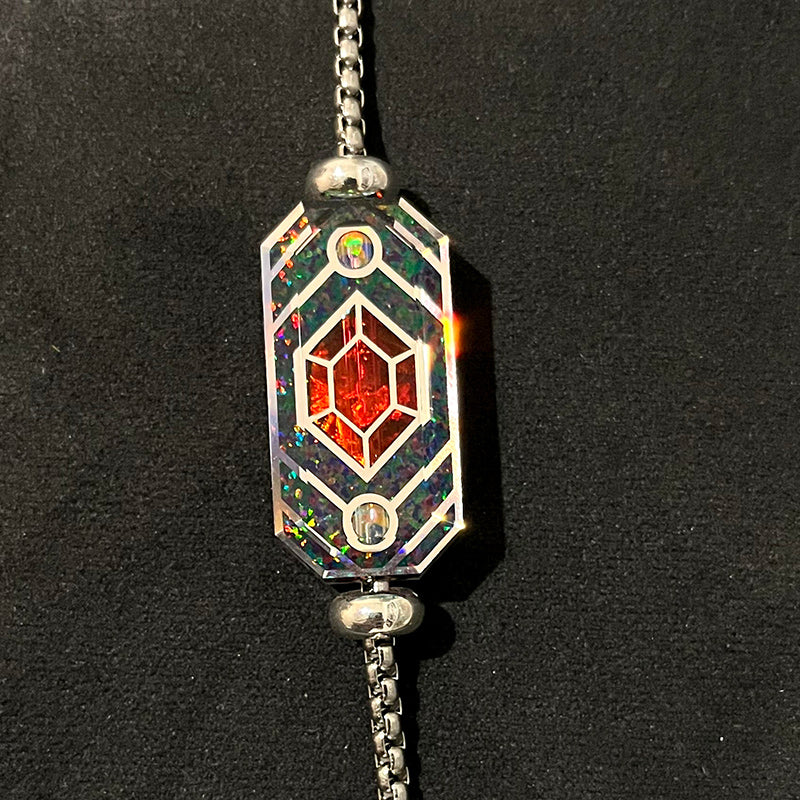 Socketed Ruby Opal Tablet Bracelet