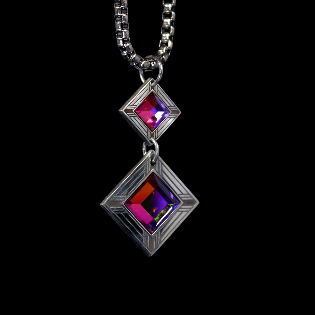 Double Deco Diamond Silver Pendant