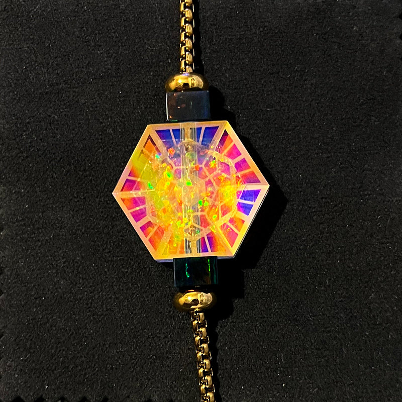 Gold Hexagon Opal Bracelet