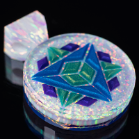Faceted 3D Sacred Geo Opal Inlay Pendant