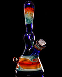 Mitchell Glass Iridized Cobalt Donut Linework Tube