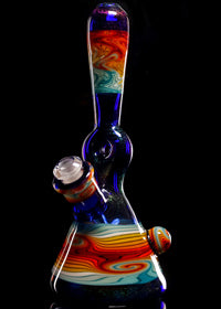 Mitchell Glass Iridized Cobalt Donut Linework Tube