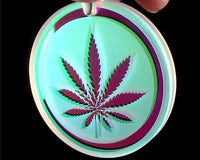 Blasted Dichroic Refractor Coin Leaf Pendant