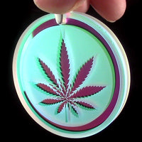 Blasted Dichroic Refractor Coin Leaf Pendant