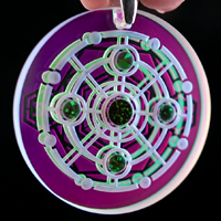 Blasted Opal Crop Circle Dichro Refractor Coin Pendant
